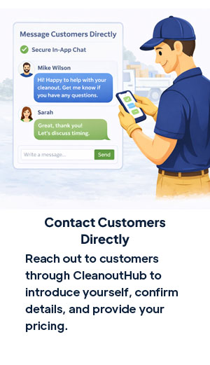 Junk removal contractor contacting customer directly through marketplace messaging