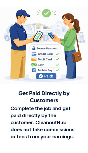 Junk removal contractor getting paid directly by customer with no platform fees