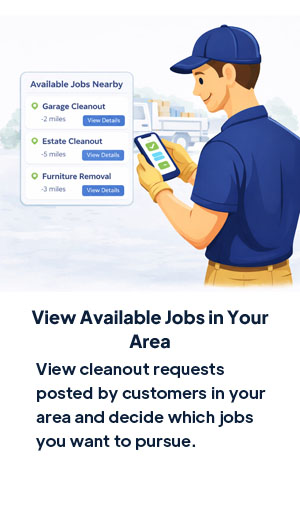 Junk removal contractor browsing available cleanout jobs in local area