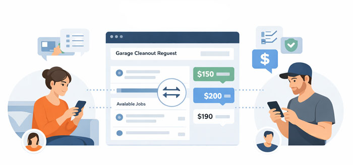 CleanoutHub online junk removal marketplace connecting customers with independent local haulers
